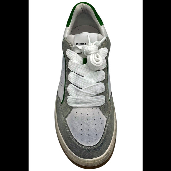 Steve Madden Women's Alec Lace-Up Court Sneakers White Leather - Medium - Picture 2 of 3